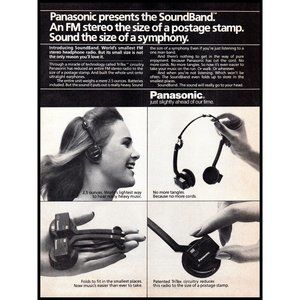 1984 Panasonic SoundBand Radio Headphones Wireless Vintage Print Ad Wall Art